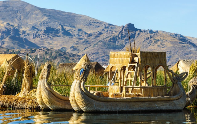 4 - Traditional tatora reed boats, Lake Titicaca, Peru